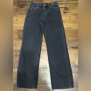 &Denim Wide Ultra High Waist Black Wash Jeans (4)